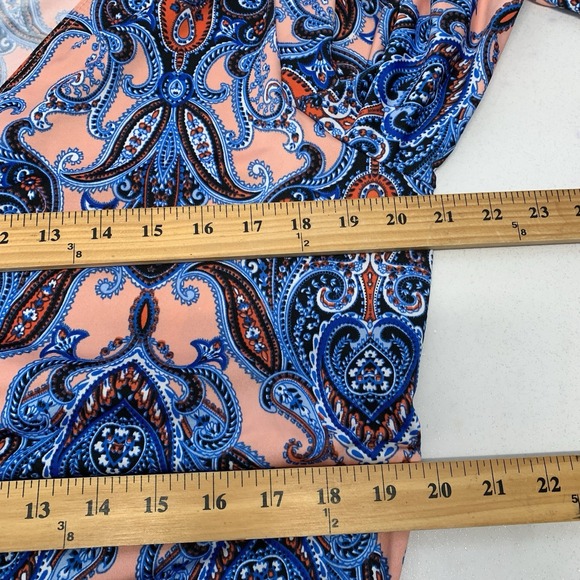 Kiyonna 1 Wrap Dress Paisly Print Asymmetric Midi Ruffle 14 Stretch USA‎  Made - Picture 8 of 9